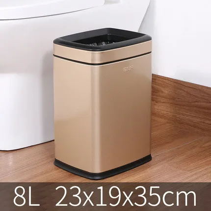 Champagne Gold 8L Мусорная корзина из нержавеющей стали, 10 литров/2,6 галлонов, мусорная корзина для дома, ванной, кухни, отеля - Цвет: Champagne Gold 8L