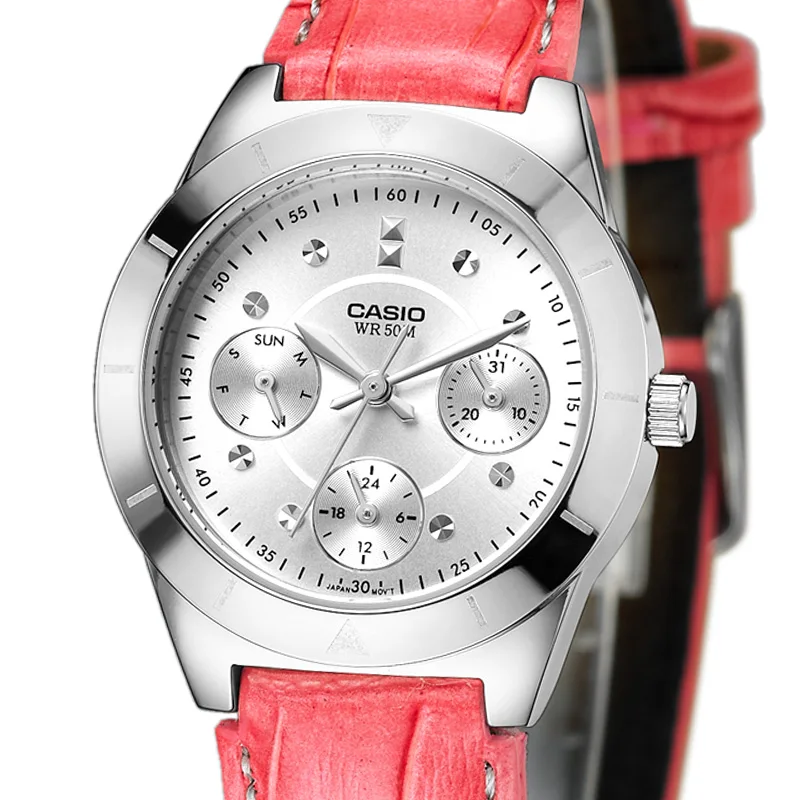 Casio женские часы 50 метров водонепроницаемые Простые Модные кварцевые женские часы LTP-2083 сталь/кожа часы relogio feminino