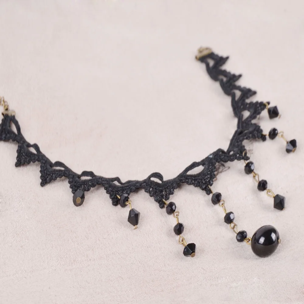 Винтажное Новое модное женское ожерелье с кружевом в стиле ретро милый