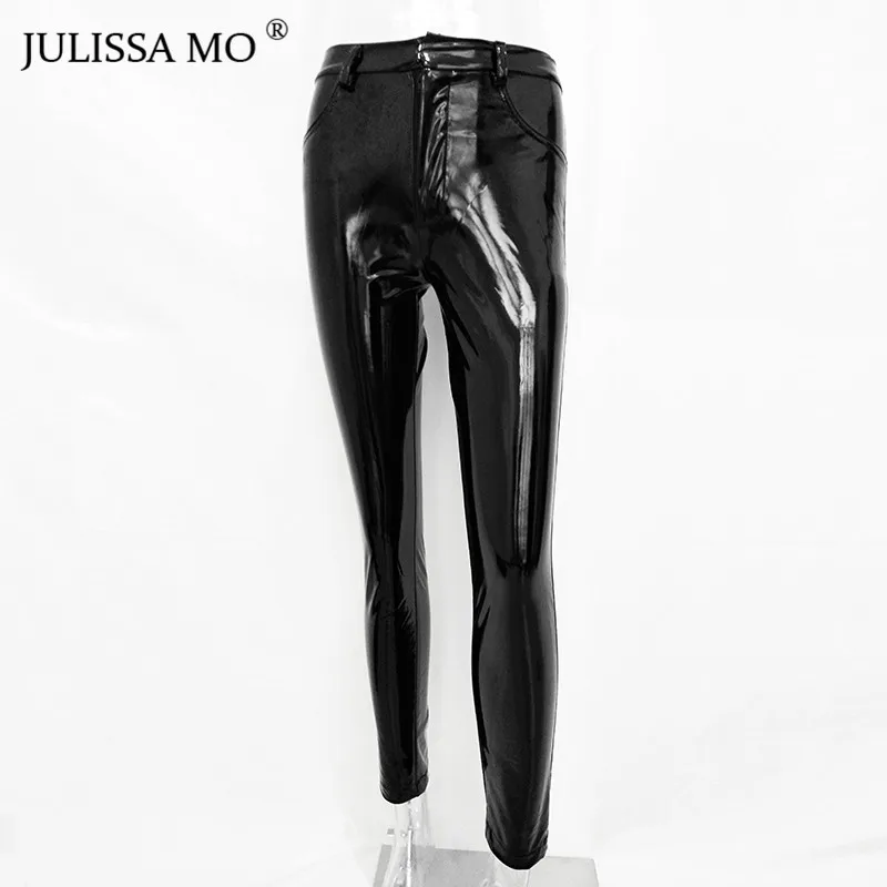 JULISSAMO черные брюки из искусственной кожи Женские однотонные леггинсы