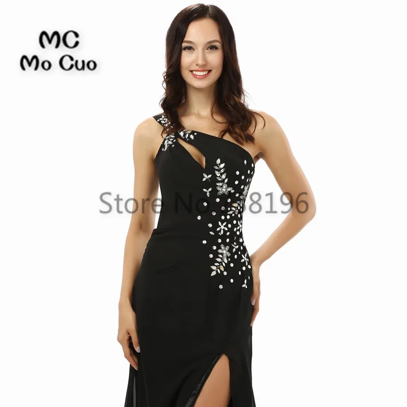 Черные 2017 элегантные вечерние платья русалки Длинные Vestidos de fiesta передний разрез