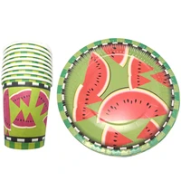 60pcs watermelon theme plates cups baby shower decoration kids boys favors tableware set happy birthday party events supplies