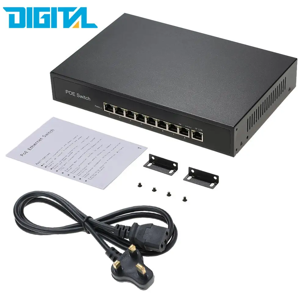 1 + 8 портов 100 Мбит/с PoE выключатель инъектор питания по Ethernet IEEE 802.3af для камер AP VoIP