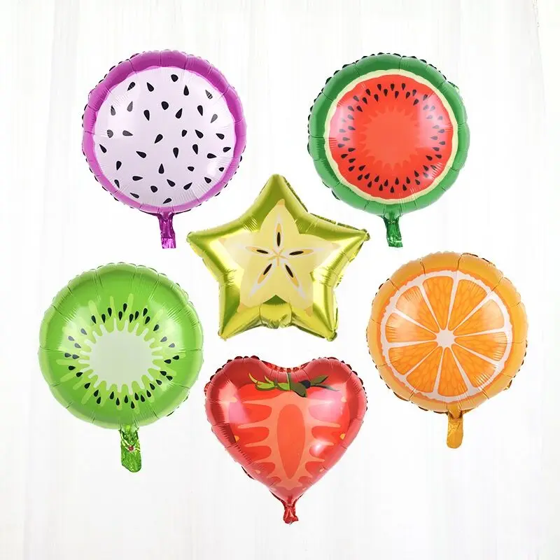 

100pcs/lot 18inch Fruit foil Balloons Strawberry helium ballon for Birthday Party Decoration kids toy Pitaya/Orange/Kiwi globos
