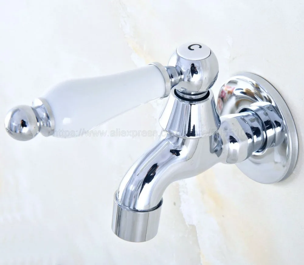 

Polished Chrome Wall Mount Bathroom Mop Pool Faucet Laundry Sink Water Taps Toilet Cold Bibcock zav155
