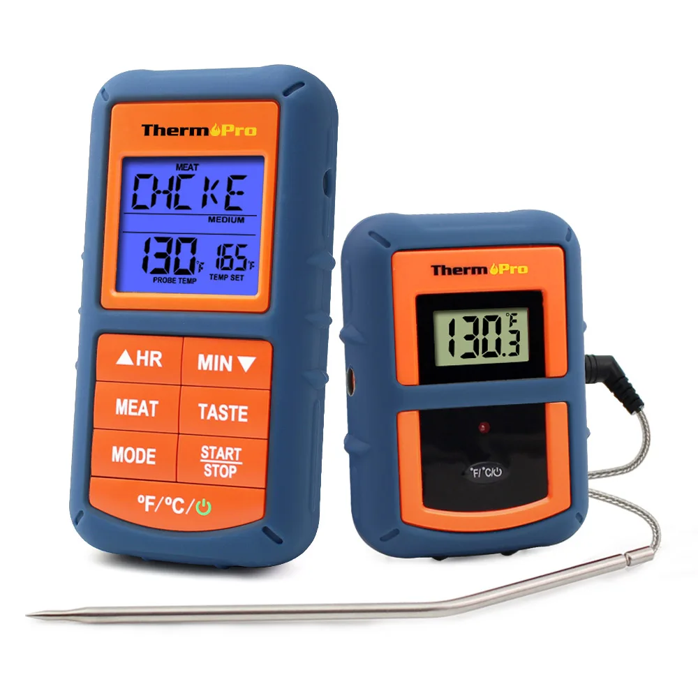 ThermoPro TP-07S беспроводной дистанционный Цифровой Кухонный Термометр для приготовления пищи, мяса с зондом для барбекю, курильщика, гриля - Цвет: Небесно-голубой