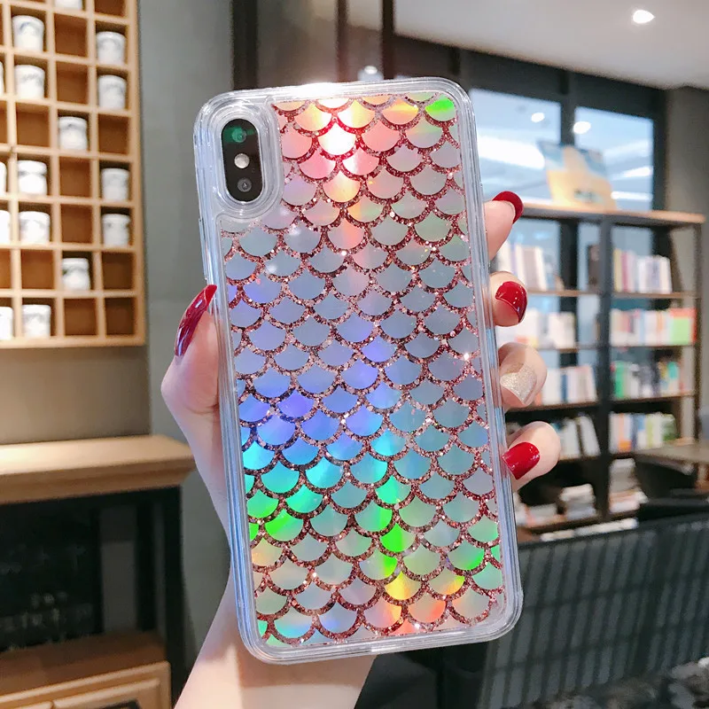 Шикарные чехлы с жидким динамическим песком и русалочкой для iPhone X XR XS MAX 6 6S 7 Plus |