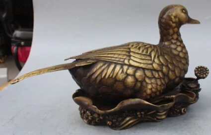 ZSR RHS0204 23 &quotКитайский Фэншуй Чистая Бронза животное quack-quack Lotus статуя утки | Дом и