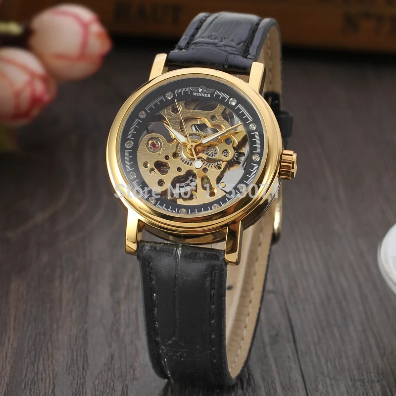 WRL8048M3G8 новейший победитель автоматический скелетоны для женщин золотого цвета с