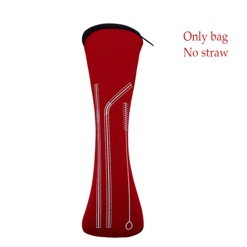 Red bag EIMAI 4 шт. красочные многоразовые силиконовые наконечники крышка из нержавеющей стали питьевой соломинка металлическая соломинка с кисточкой набор барный инструмент - Цвет: Red bag