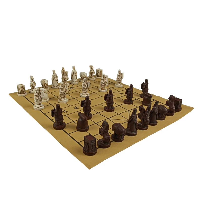 Easytoday китайские шахматные игры Синтетическая кожа шахматная доска терракотовые