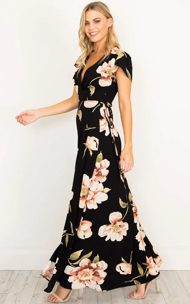 Женские шифоновые Разделение крест Boho Глубокий V-образной шеей с открытой спиной