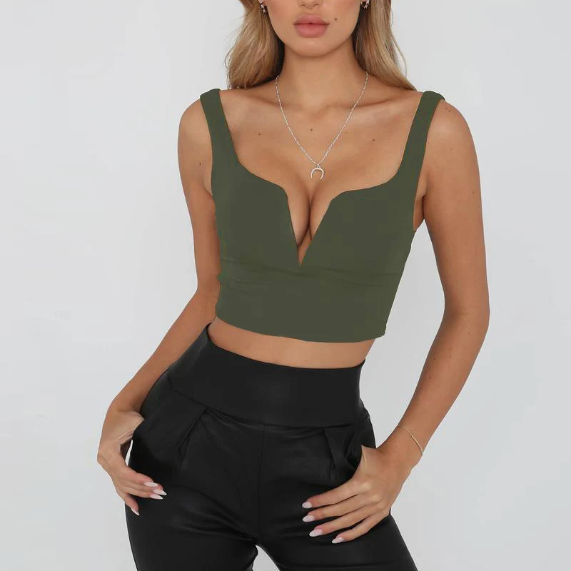 Женский топ на бретельках однотонный с v образным вырезом повседневная одежда