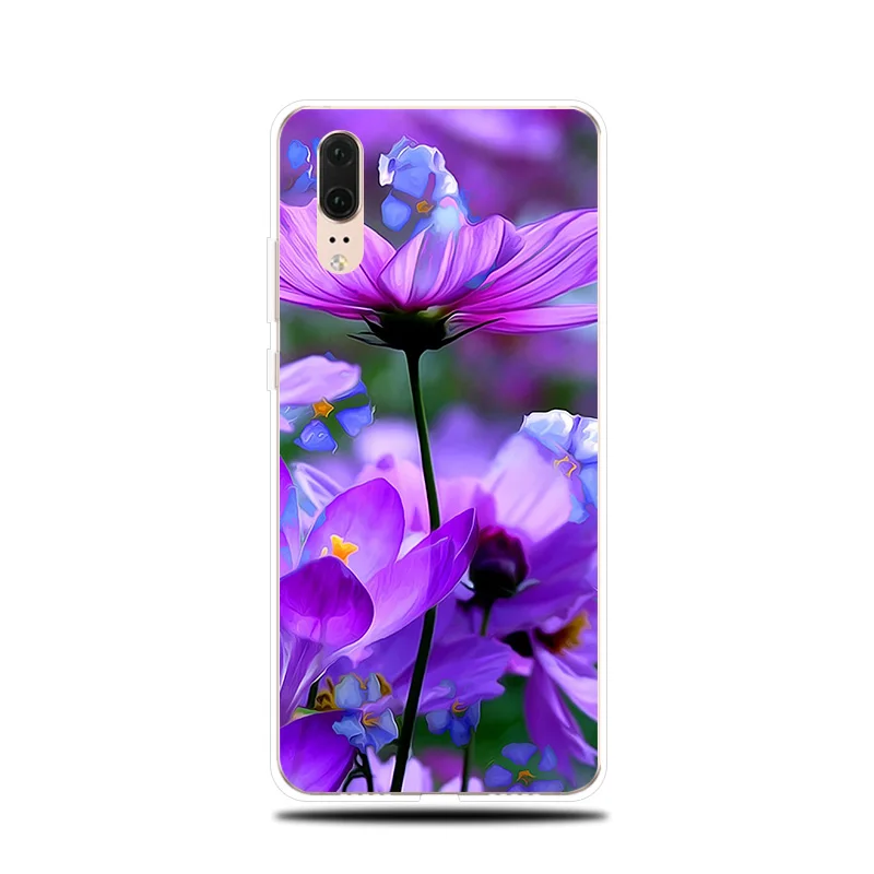 Фиолетовый романтический силиконовый телефон чехол для Huawei P8 P9 Lite 2017 P Smart 2019