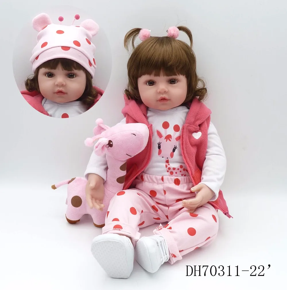 brown curly short Npkколлекция 48 см boneca reborn силиконовые куклы reborn baby куклы com corpo de silicone menina Детские куклы на день рождения Рождественский подарок - Цвет: brown curly short