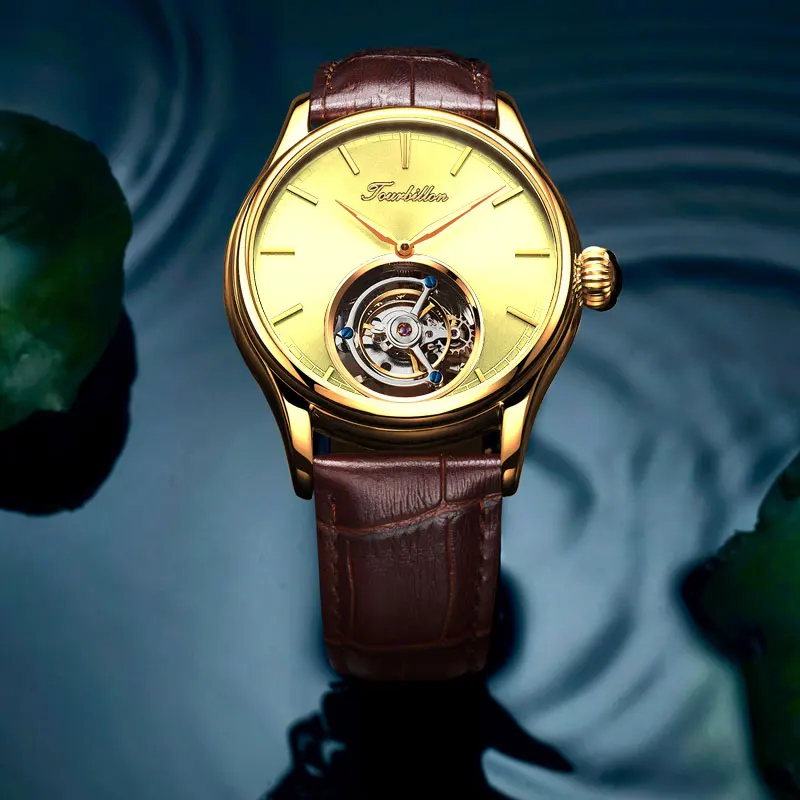 7 Топ бренд Kopeck для мужчин s Tourbillon часы Роскошные 24 к Натуральная кожа reloj Tourbillon hombre механические мужские часы montre - Цвет: 7