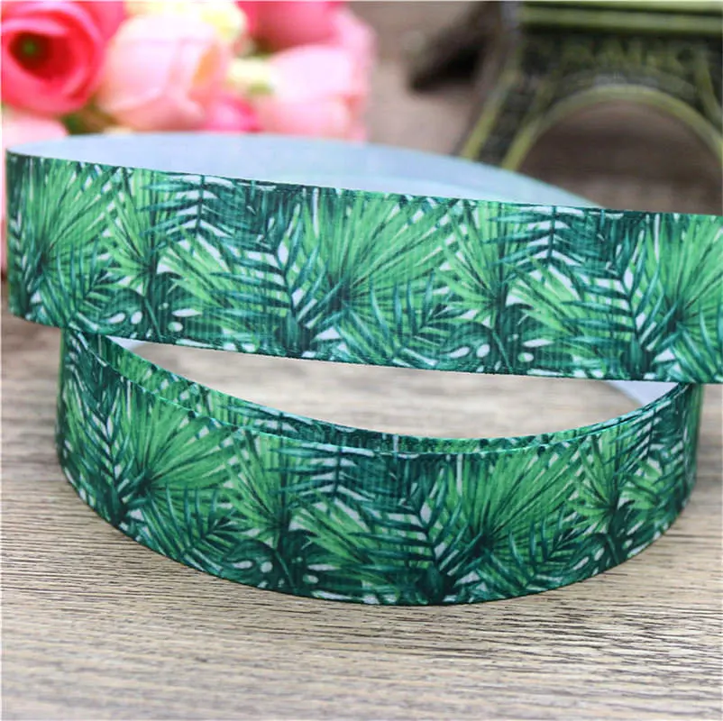 DHK 50 ярдов тропический лист напечатанный grosgrain ленточный аксессуар украшение для