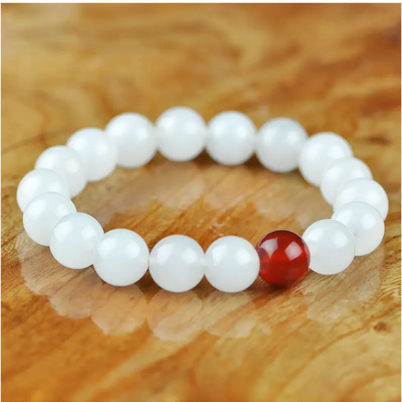 Комплект из 2 предметов Fashion10mm красно-белый браслет бисера эластичный | Украшения