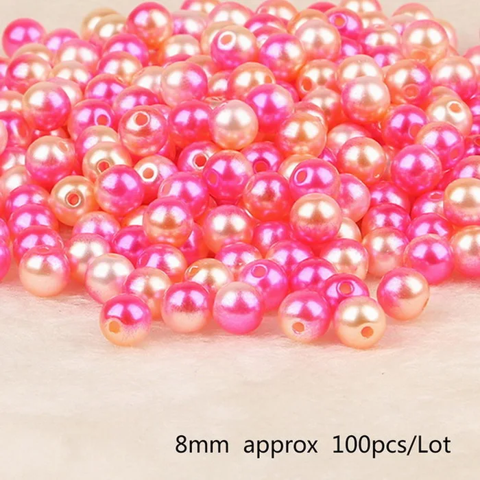 Diameter 8mm 100pcs 50-500 шт./пакет ABS Перл Круглый Диаметр 4/6/8/10 мм отверстие 1 мм пять Цвет DIY производства ювелирных изделий - Цвет: Diameter 8mm 100pcs