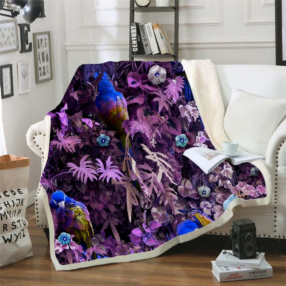 Цветное одеяло Plstar Cosmos в виде попугаев шерпа с 3D принтом на кровать детский