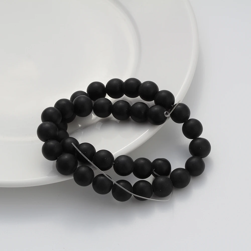 MEIBEADS гладкий черный круглый тусклый полированный матовый бисер рыхлый