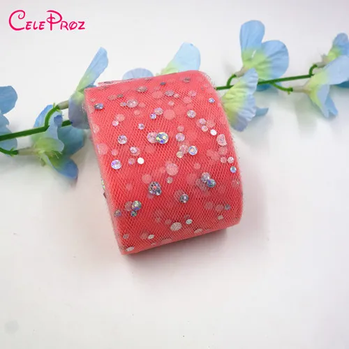 Pastel Pink 5 см Блестящие Блестки Тюль сетчатая лента 25 ярдов DIY заколки для волос Головные уборы ремесла материал Свадьба День Рождения украшения поставки - Цвет: Pastel Pink