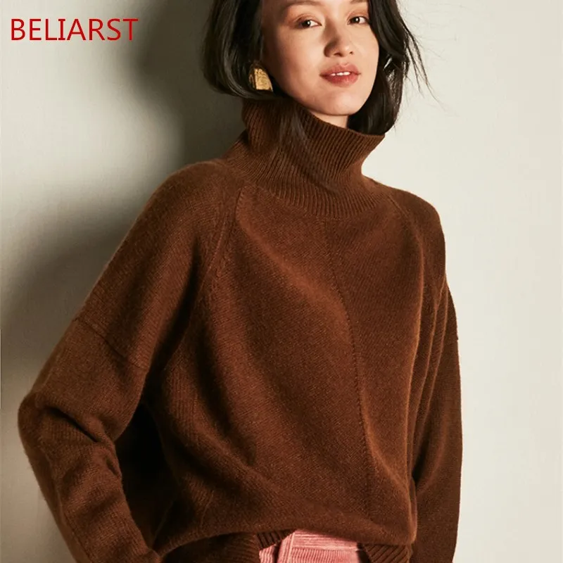 BELIARST Spring and Autumn Women Sweaters And Pullovers Long Sleeve High Collar Cashmere Sweater Ladies Knitted | Женская одежда