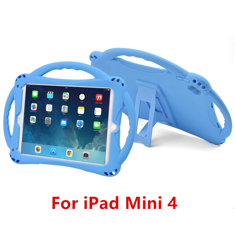 Sky Blue Mini 4 Shockproof Kickstand for iPad 9.7 Case Kids Soft Non-toxic Silicon Children Cover for iPad 2 3 4 Air 2 1 Mini Coque - Цвет: Sky Blue Mini 4
