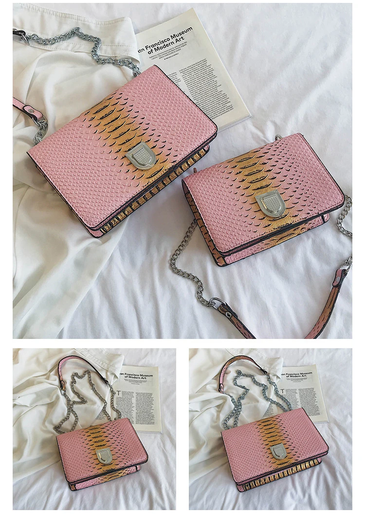 Retro Alligator Handbag Fashion Women Hasp Chain Messenger Bags Clutch Wedding Party Purse Slung Flap Small Square Bag