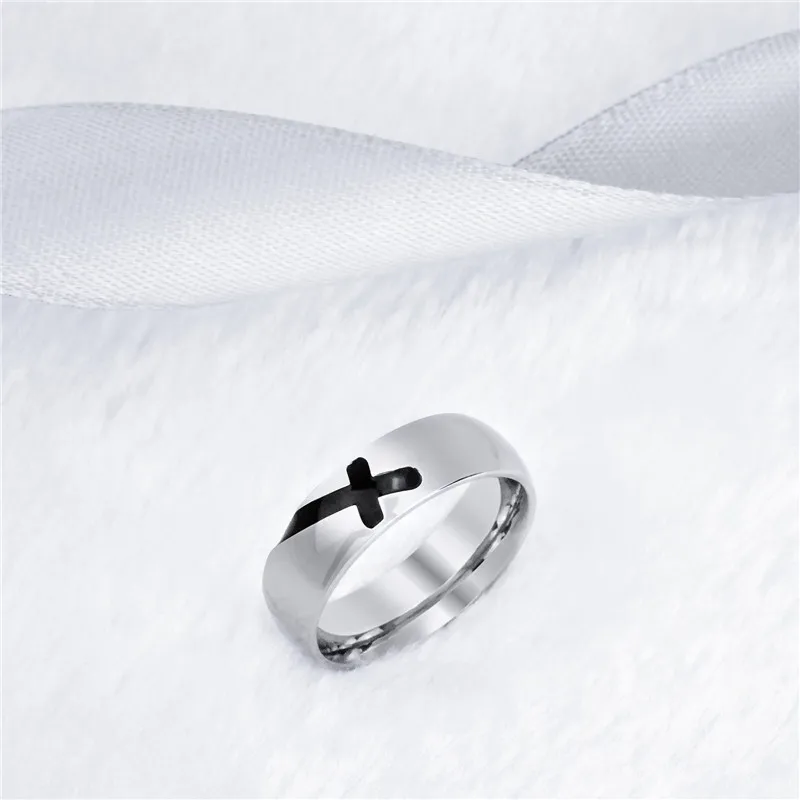 Punk Cross Rings For Women Men Anel Christian Jewelry Titanium Steel Ring Simple Couple Size 7-12 Drop shipping anillos | Украшения и