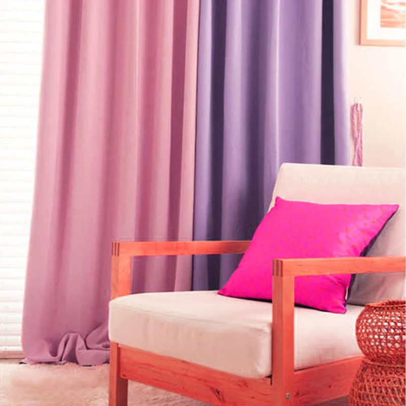 Корейские фиолетовые/розовые светонепроницаемые занавески для гостиной