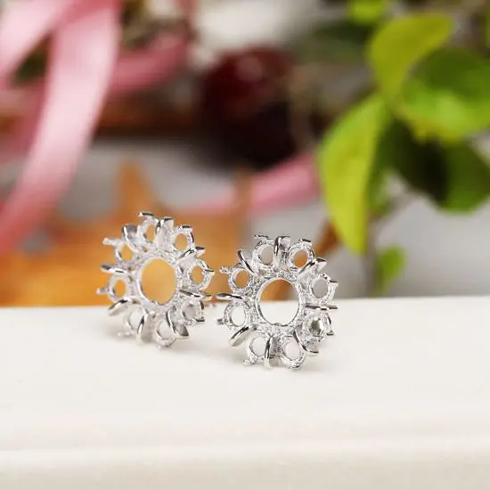 Женские серьги гвоздики из серебра 925 пробы с круглым кабошоном 8x8 и 3 5x3 5