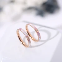 yun ruo 2019 fashion pink shell zirconia ring couple rose gold color woman birthday gift party titanium steel jewelry never fade