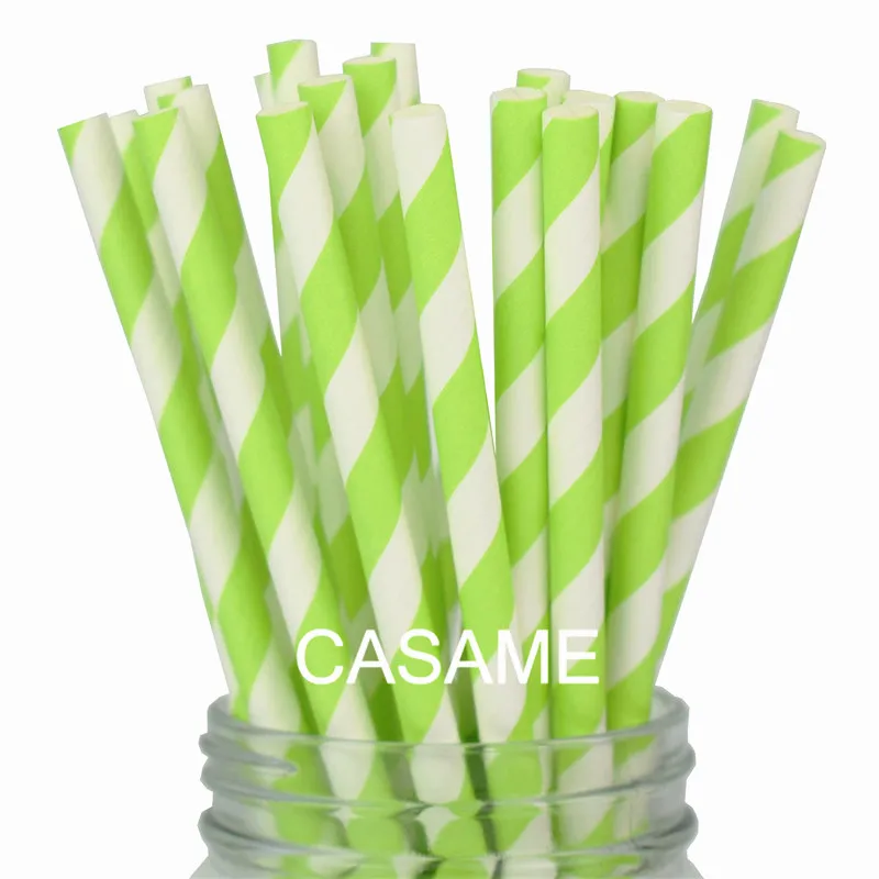 lime green 25 шт бумажные соломенные полосы вечерние красочное питье бумажные соломинки Свадебные украшения день рождения помолвки предметы для вечеринки, сувениры - Цвет: lime green