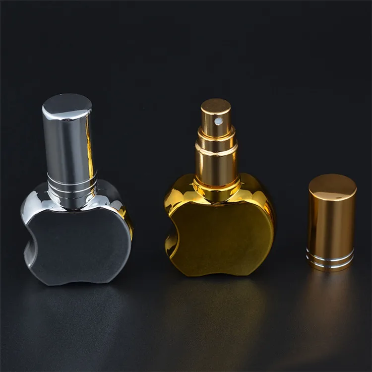 

30 X Apple Shape 13ML Portable Gold/Silver Glass Perfume Bottle With Atomizer Empty Parfum Case With Spray For Travel