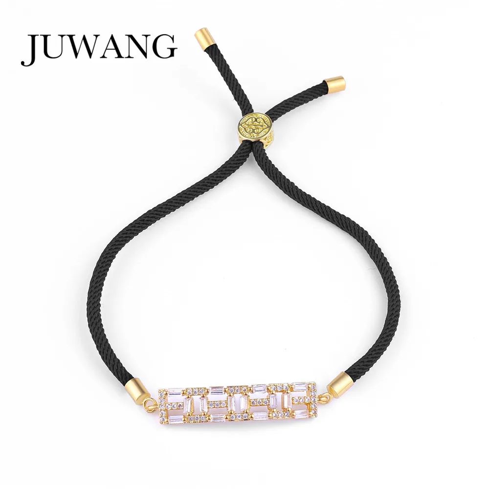 JUWANG New Fashion DIY Bracelet Bangles Jewelry For Woman Girls Zircon Tension Setting Strip Adjustable Rope Chain Bracelets | Украшения и