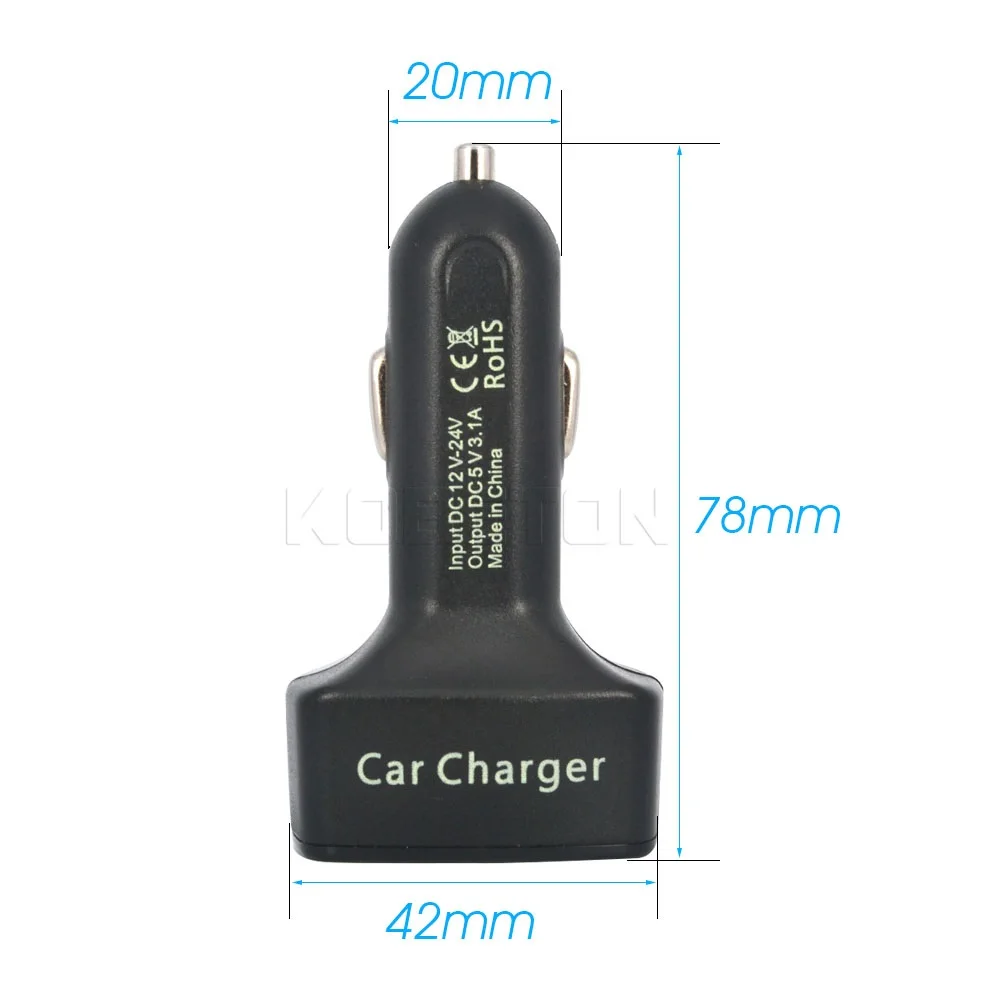 Автомобильное зарядное устройство kebidu с двумя usb-портами 5 в пост. Тока 3 1 а