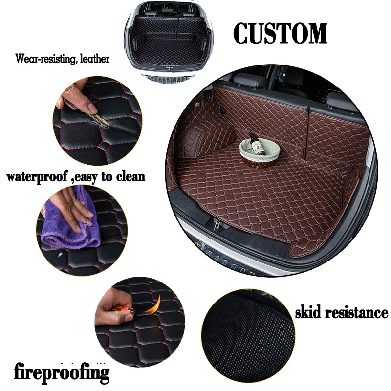 Пользовательские полноразмерные 3D коврики для багажника Кожаный Коврик Для