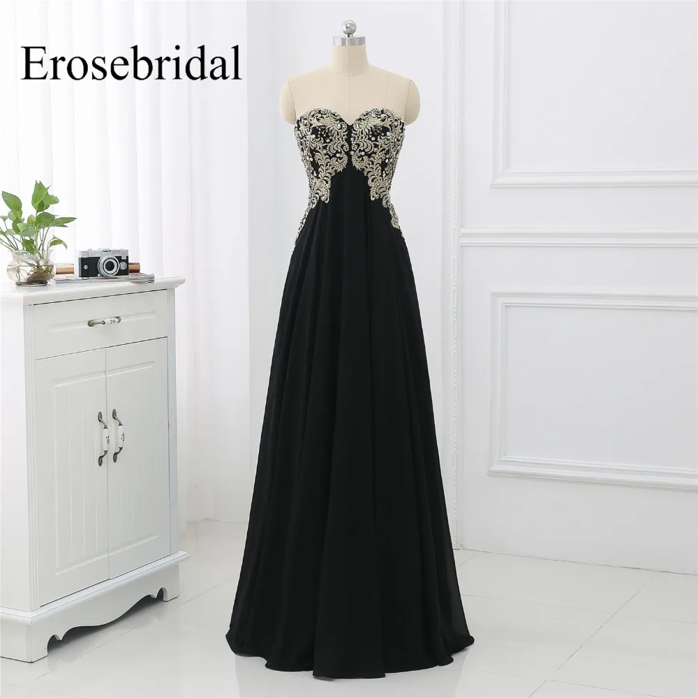 Черные вечерние платья для Для женщин Вечерние Длинное платье Erosebridal халат De Soiree линия Элегантные вечерние платья без рукавов ZLR028
