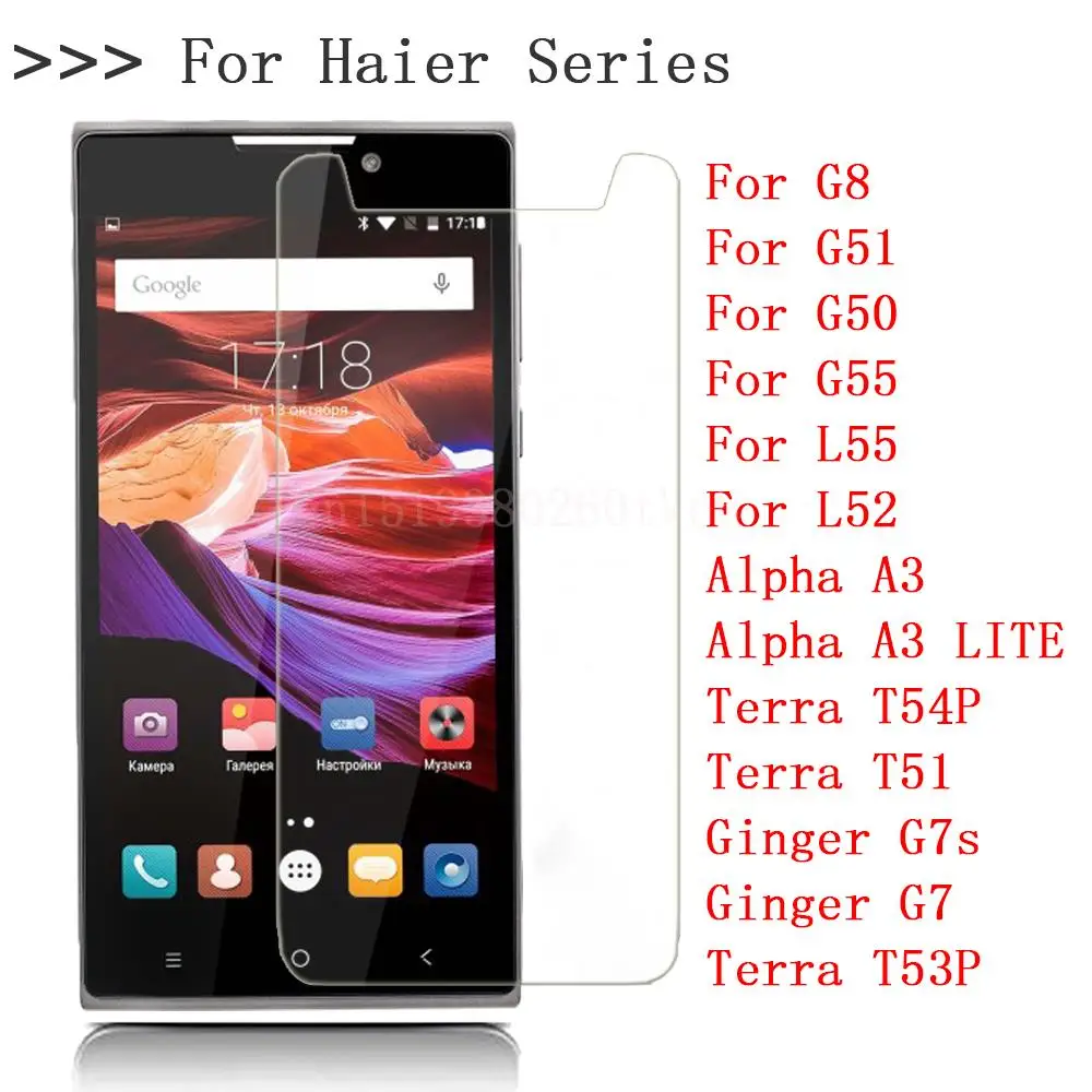 

Tempered Glass For Haier Terra T51 T54P T53P Alpha A3 LITE G8 G51 G50 Ginger G7s G7 G55 L55 L52 Toughened Screen Film Protective