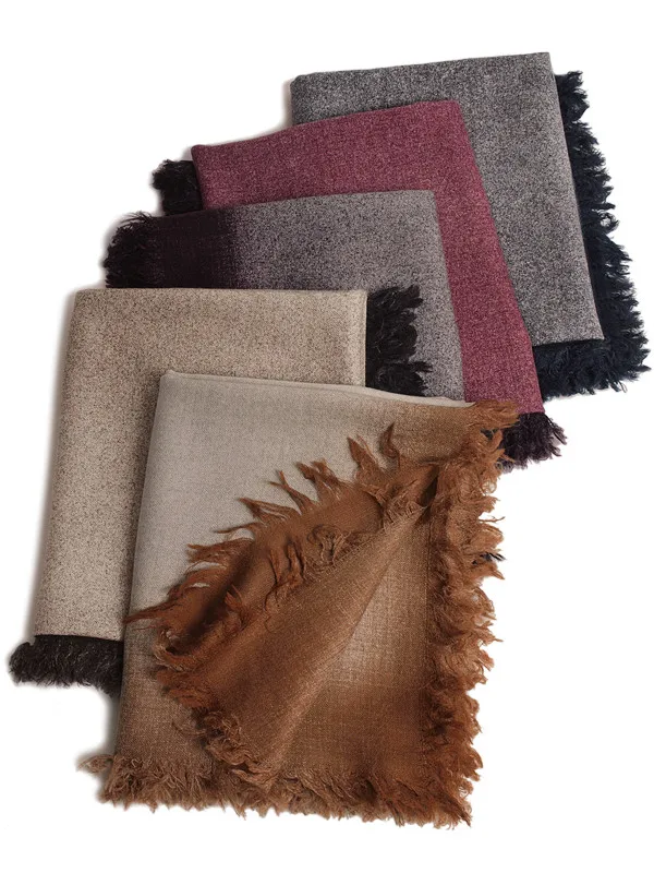 

super large size 100%lambswool woman's boutique scarfs shawl pashmina gradient color 120x200cm 4sides small scattered fringed
