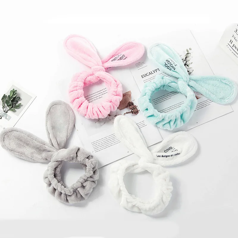 Повязка на голову женская мягкая эластичная с заячьими ушками