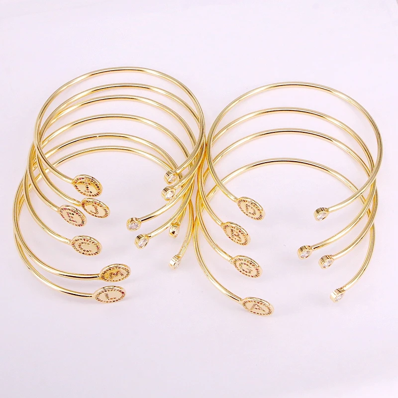 6 шт. позолоченные разноцветные браслеты-манжеты с буквами | Украшения и