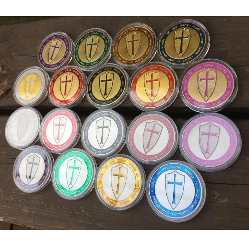 18 шт./компл. европейские Рыцари темплар разные цвета монета золотая медаль