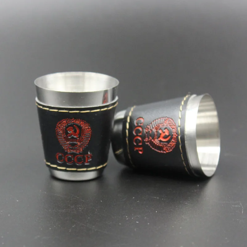 UPORS 4 шт./компл. Нержавеющая сталь выстрел Стекло Портативный 1/2/2,5/6 OZ Вино Кубок с кожаный чехол Мини-карманная фляга стакан для алкогольных напитков осветительных реек