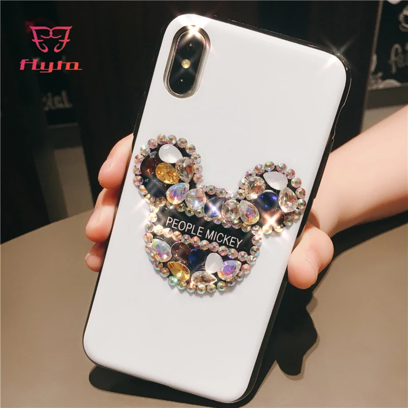 Чехол FlyTo для IPhone 7 8 Plus чехол с Микки и стразами телефона 6 6S X|Бамперы| |