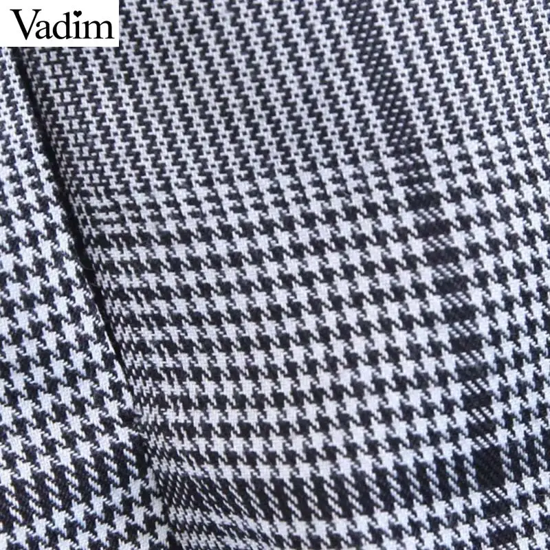 Платье Vadim женское клетчатое мини платье с длинным рукавом и оборками|vestidos mujer|mini