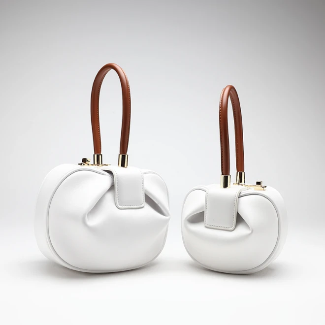 White Small Круглые Сумки из натуральной кожи, женские круглые сумки, модные круговые женские сумки на плечо, большие вечерние сумки, большие круглые сумки через плечо - Цвет: White Small