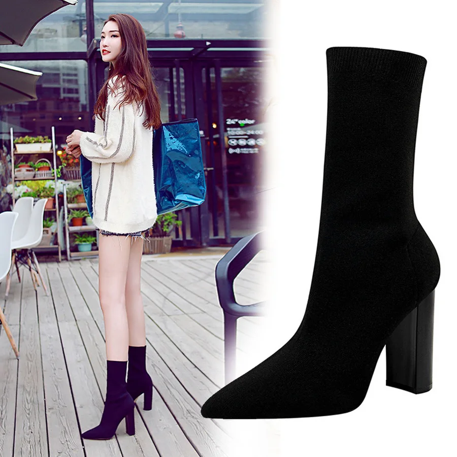 Zapatos de mujer зимняя обувь женские ботинки на высоком каблуке шерстяные для девочек