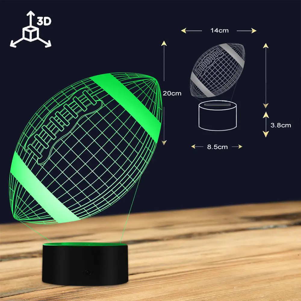 3d лампа в американском футбольном стиле с гибкой рамой голограмма ночная